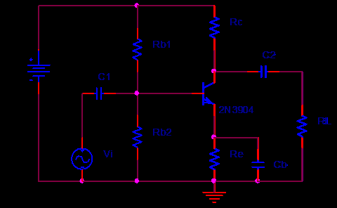 Figure 3 : This is the ac equivalent circuit of the common emitter amplifier with an ideal bypass capacitor