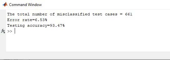 Fig. 8: Some wrong recognized outputs We can determine the test cases that show failed classifications. The model can't identify some images because of limitations in the input of standard data images. Moreover, missing pixels caused by image compression and image sharpness problems are also reasons for misclassification.The fourth and final step is to save the model in the disk for reuse. We store the trained model in a MATLAB file format. Hence the saved model can be reused later or easily ported to other environments too.