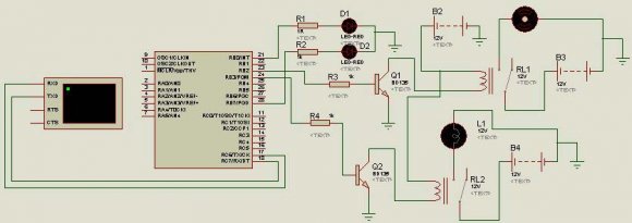 Figure5: Computer Control System for Home Appliances: Practical Implementation convenience, we have designed a software layout from which we can turn on or off the relays or appliances. The software interface has many ON/OFF switches. The interface is such that when an ON/OFF switch is pressed it is the same as pressing the alphabets defined in the programming. In Fig.4. We show the circuit diagram of our designed system in simulation environment and Fig 5.shows the practical implementation.However, Transistors and ICs must be protected from the brief high voltage produced when a relay coil is switched off. The protection diode allows the induced voltage to drive a brief current through the coil