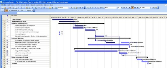 Fig. 3: Visualization of the Work Planning Results for the "Implementation of Project Leasing Operations in the Enterprise" Project in the Microsoft Project Environment (Fragment)