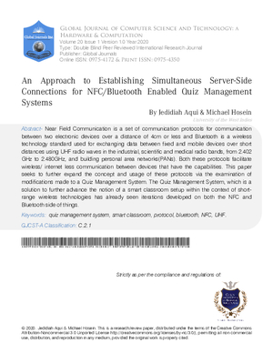 An Approach to Establishing Simultaneous Server-Side Connections for NFC/Bluetooth enabled Quiz  Management Systems