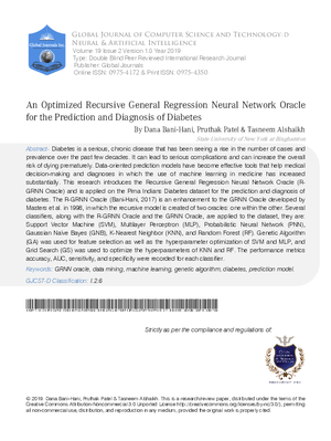 An Optimized Recursive General Regression Neural Network Oracle for the Prediction and Diagnosis of Diabetes