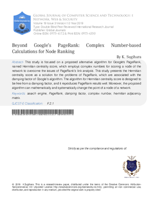 Beyond Google2019;s PageRank: Complex Number-based Calculations for Node Ranking