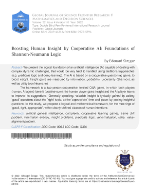 Boosting human Insight by Cooperative AI: Foundations of Shannon-Neumann Logic