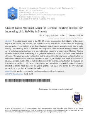 Cluster based Adhoc on Demand Routing Protocol for Increasing Link Stability in MANETs