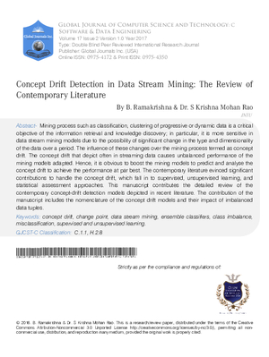 Concept Drift Detection in Data Stream Mining: The Review of Contemporary Literature