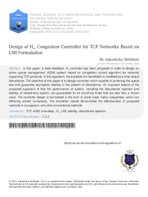 Design of Congestion Controller for TCP Networks Based on LMI Formulation