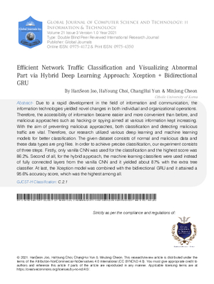 Efficient Network Traffic Classification and Visualizing Abnormal Part Via Hybrid Deep Learning Approach :  Xception + Bidirectional GRU