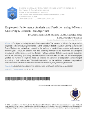Employeeas Performance Analysis and Prediction Using K-means Clustering 