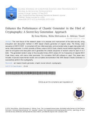 Enhance the performance of Chaotic Generator in the Filed of Cryptography: A Secret Key Generation  Approach