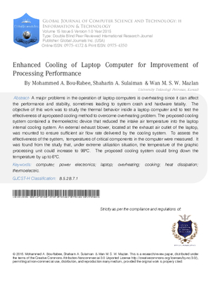 Enhanced Cooling of Laptop Computer for Improvement of Processing Performance