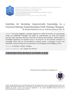 Guideline for Including Unperceivable Knowledge in a Universal Ontology Experimentation Field Ontology Malagasy