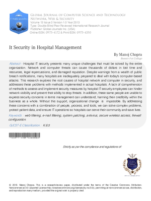 IT Security in Hospital Management