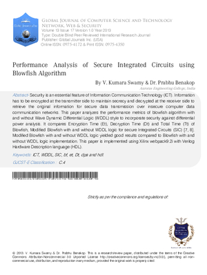 Performance Analysis of Secure Integrated Circuits using Blowfish Algorithm