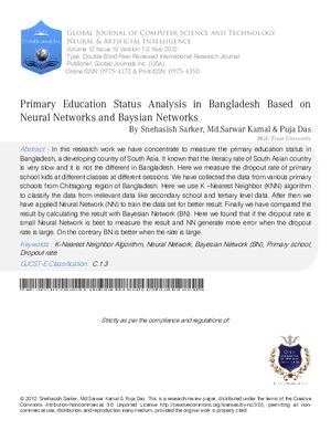Primary Education Status Analysis in Bangladesh Based On Neural Networks and Baysian Networks
