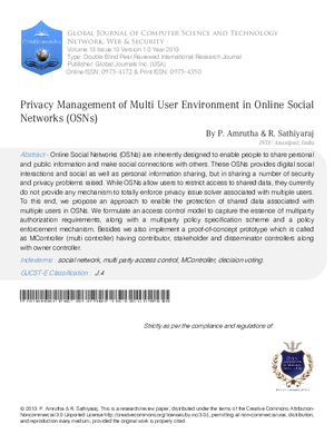 Privacy Management of Multi User Environment in Online Social Networks (OSNs)