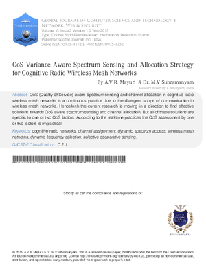 QoS Variance Aware Spectrum Sensing and Allocation Strategy for Cognitive Radio Wireless Mesh Networks