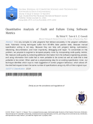 Quantitative Analysis of Fault and Failure Using Software Metrics