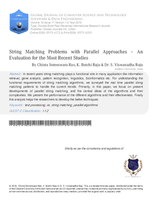String Matching Problems with Parallel Approaches An Evaluation for the Most Recent Studies