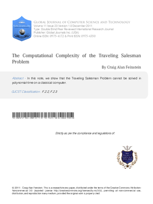 The Computational Complexity of the Traveling Salesman Problem