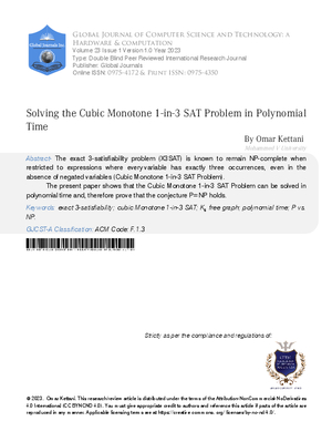 Solving the Cubic Monotone 1-in-3 SAT Problem in Polynomial Time