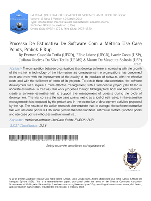 Processo De Estimativa De Software Com A Mtrica Use Case Points, Pmbok E Rup