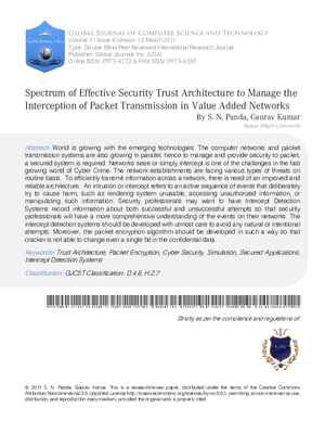 SPECTRUM OF EFFECTIVE SECURITY TRUST ARCHITECTURE TO MANAGE THE INTERCEPTION OF PACKET TRANSMISSION IN VALUE ADDED NETWORKS