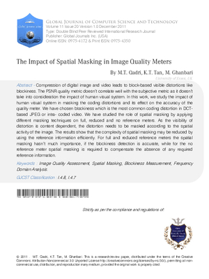 The Impact of Spatial Masking in Image Quality Meters