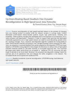 UP-DOWN ROUTING BASED DEADLOCK FREE DYNAMIC RECONFIGURATION IN HIGH SPEED LOCAL AREA NETWORKS