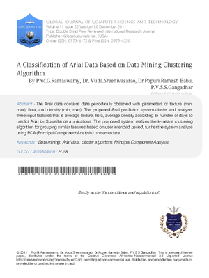 A Classification of Arial Data Based on Data Mining Clustering Algorithm