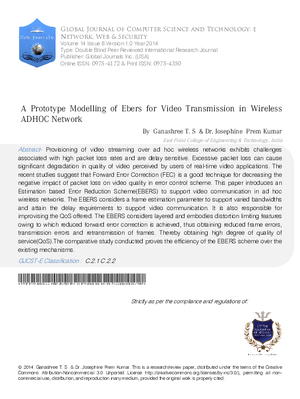 A Prototype Modelling of Ebers for Video Transmission in Wireless Adhoc Network