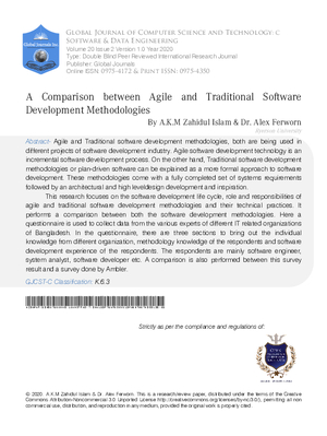 A Comparison between Agile and Traditional Software Development Methodologies