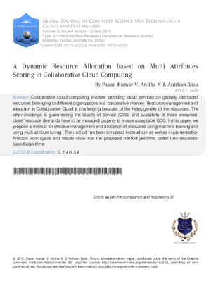 A Dynamic Resource Allocation based on Multi Attributes Scoring in Collaborative Cloud Computing