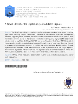 A Novel Classifier for Digital Angle Modulated Signals