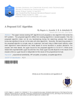 A Proposed SAT Algorithm