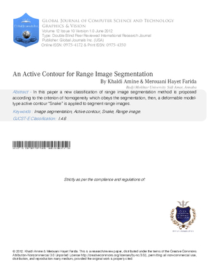 An active contour for range image segmentation