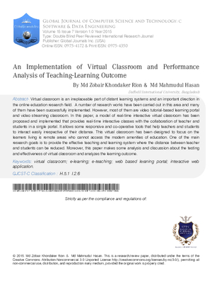 An Implementation of Virtual Classroom and Performance Analysis of Teaching-Learning Outcome