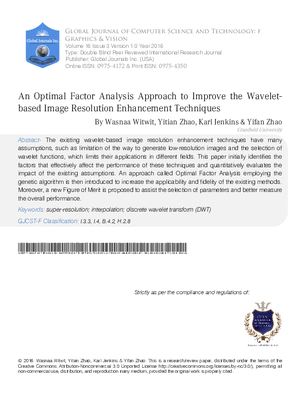 An Optimal Factor Analysis Approach to Improve the Wavelet-based Image Resolution Enhancement Techniques