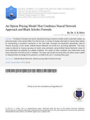 An Option Pricing Model That Combines Neural Network Approach and Black Scholes Formula