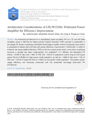 Architecture Considerations of LTE/WCDMA Wideband Power Amplifier for Efficiency Improvement