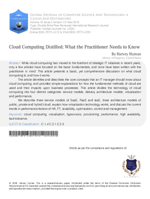 Cloud Computing Distilled: What the Practitioner Needs to Know