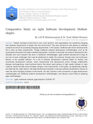 Comparative Study on Agile Software  Development Methodologies