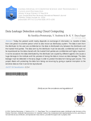Data Leakage Detection using Cloud Computing