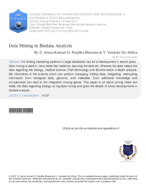Data Mining in Biodata Analysis