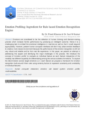Emotion Profiling: Ingredient for Rule based Emotion Recognition Engine
