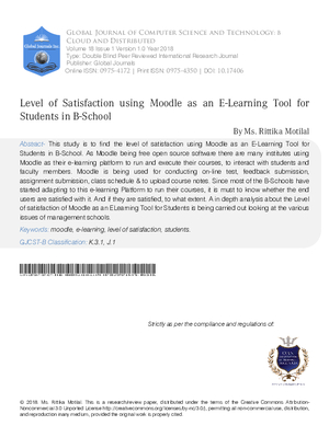 Level of Satisfaction using Moodle as an E-Learning Tool for Students in B-School