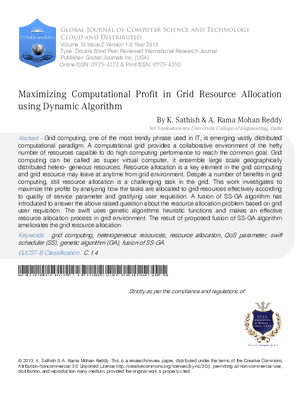 Maximizing Computational Profit in Grid Resource Allocation Using Dynamic Algorithm