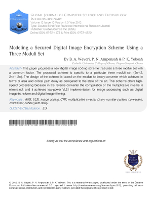 Modeling a Secured Digital Image Encryption Scheme Using a Three Moduli Set