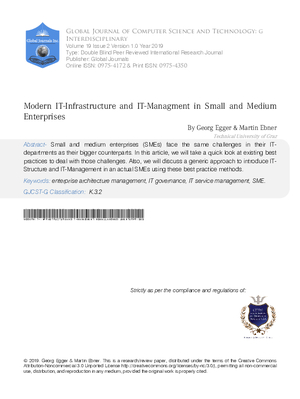 Modern IT-Infrastructure and IT-Managment in Small and Medium Enterprises