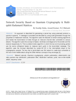 Network Security Based on Quantum Cryptography 